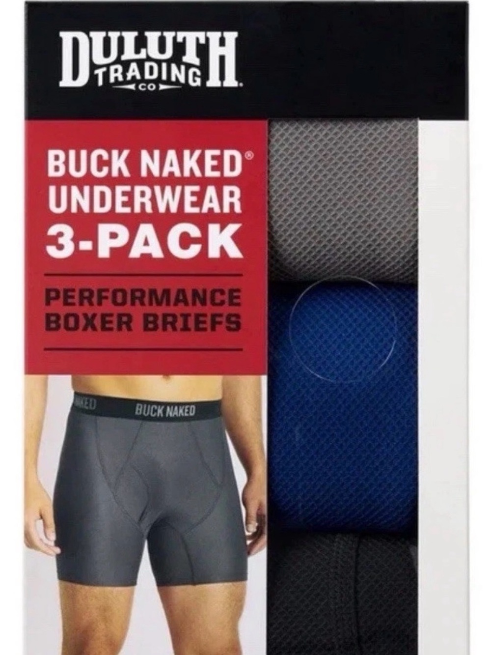 NEW Duluth Trading Men's M 
Buck Naked Underwear performance boxer briefs 3-pack